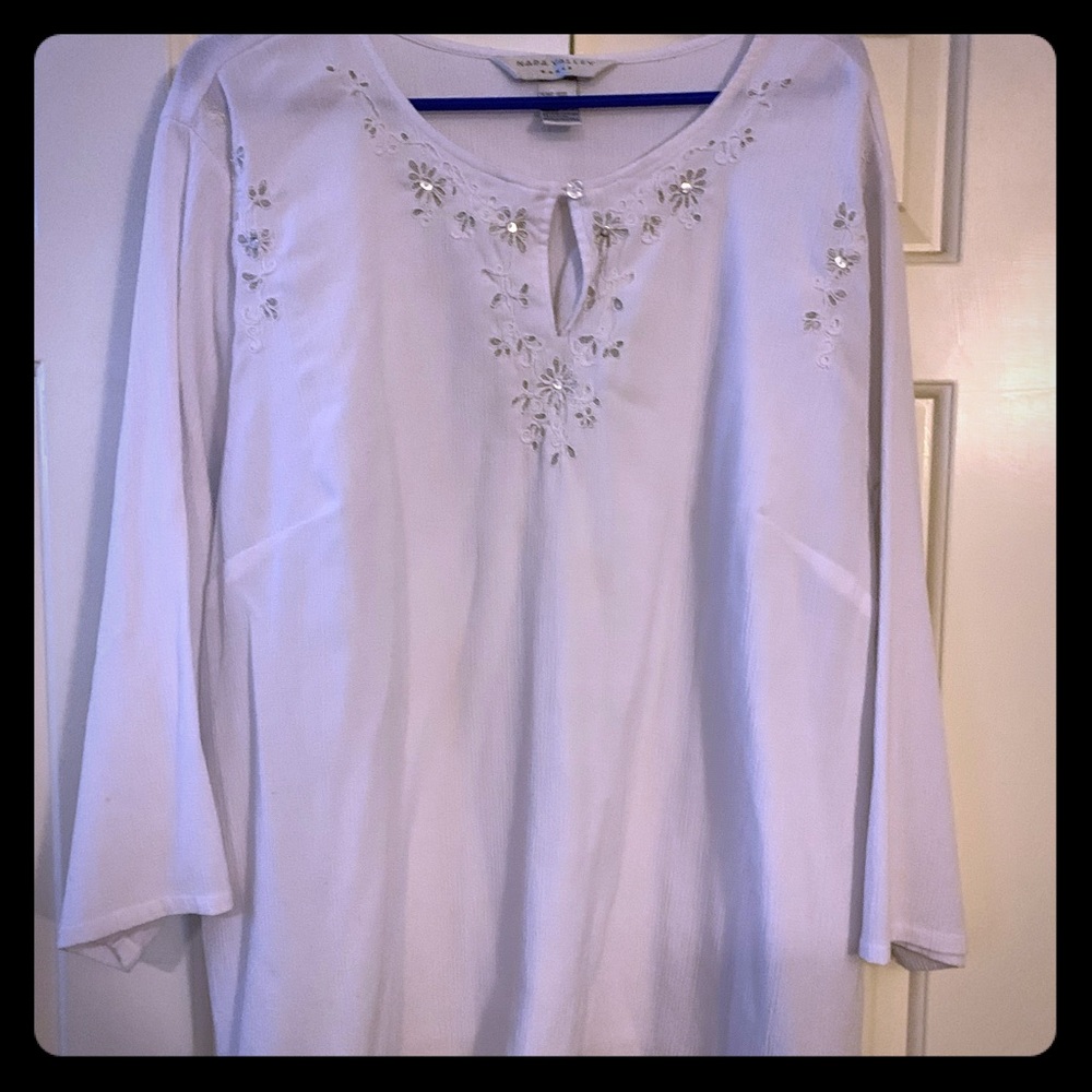 White Beaded Plus size blouse